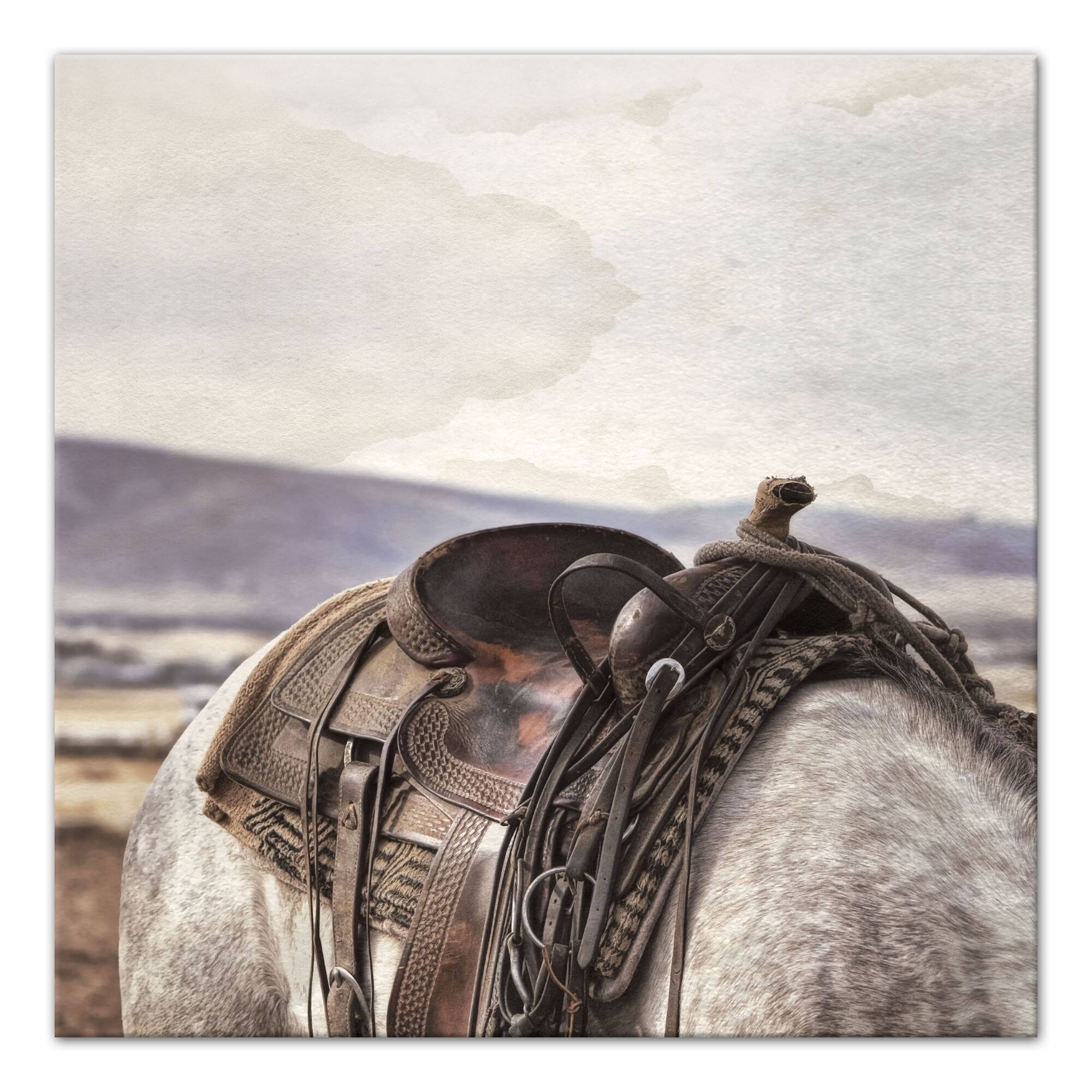 Horse And Saddle 24" x 24" Canvas Wall Art